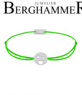 Filo Armband Textil Neon-Grün Emoji One 3 925 Silber rhodiniert 21201371