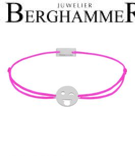 Filo Armband Textil Neon-Pink Emoji One 3 925 Silber rhodiniert 21201375