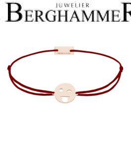 Filo Armband Textil Weinrot Emoji One 3 925 Silber roségold vergoldet 21201405