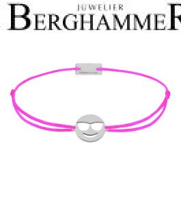 Filo Armband Textil Neon-Pink Emoji One 4 925 Silber rhodiniert 21201447