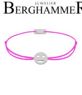 Filo Armband Textil Neon-Pink Emoji One 5 925 Silber rhodiniert 21201519