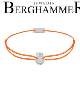 Filo Armband Textil Neon-Orange Eule 925 Silber rhodiniert 21201671