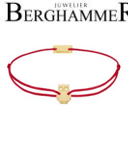 Filo Armband Textil Rot Eule 925 Silber gelbgold vergoldet 21201672