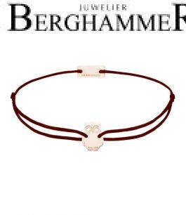 Filo Armband Textil Braun Eule 925 Silber roségold vergoldet 21201703