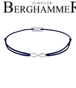 Filo Armband Textil Dunkelblau Infinity 925 Silber rhodiniert 21201735