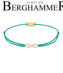 Filo Armband Textil Grasgrün Infinity 925 Silber gelbgold vergoldet 21201761