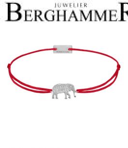 Filo Armband Textil Rot Elefant 925 Silber rhodiniert 21201864