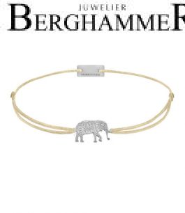 Filo Armband Textil Champagne Elefant 925 Silber rhodiniert 21201866