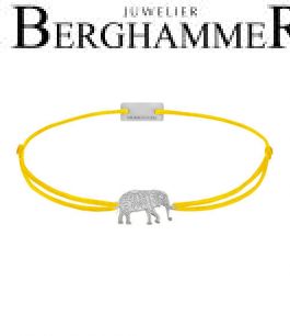 Filo Armband Textil Gelb Elefant 925 Silber rhodiniert 21201869