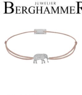 Filo Armband Textil Beige Elefant 925 Silber rhodiniert 21201870