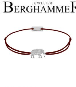 Filo Armband Textil Braun Elefant 925 Silber rhodiniert 21201871