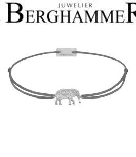 Filo Armband Textil Anthrazit Elefant 925 Silber rhodiniert 21201873