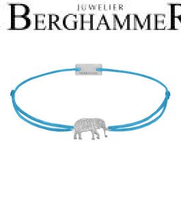 Filo Armband Textil Petrol Elefant 925 Silber rhodiniert 21201880