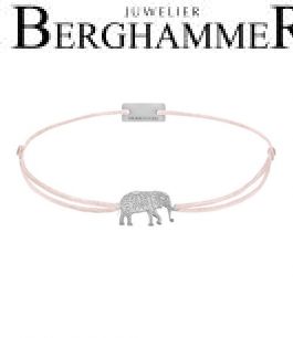 Filo Armband Textil Hellrosa Elefant 925 Silber rhodiniert 21201883