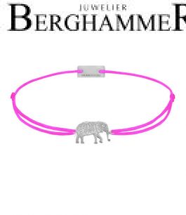 Filo Armband Textil Neon-Pink Elefant 925 Silber rhodiniert 21201886