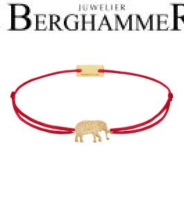 Filo Armband Textil Rot Elefant 925 Silber gelbgold vergoldet 21201888
