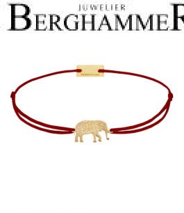 Filo Armband Textil Weinrot Elefant 925 Silber gelbgold vergoldet 21201892