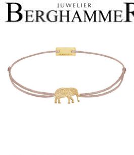 Filo Armband Textil Beige Elefant 925 Silber gelbgold vergoldet 21201894
