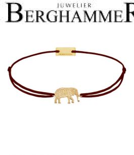 Filo Armband Textil Braun Elefant 925 Silber gelbgold vergoldet 21201895