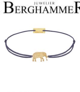Filo Armband Textil Grau-Lila Elefant 925 Silber gelbgold vergoldet 21201896