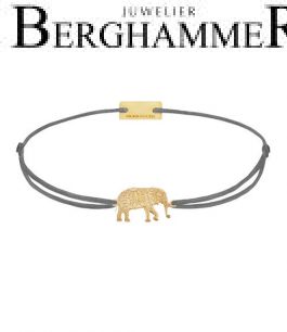 Filo Armband Textil Anthrazit Elefant 925 Silber gelbgold vergoldet 21201897