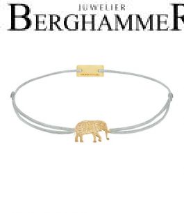 Filo Armband Textil Hellgrau Elefant 925 Silber gelbgold vergoldet 21201898