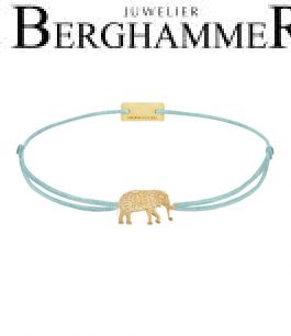 Filo Armband Textil Türkis Elefant 925 Silber gelbgold vergoldet 21201900