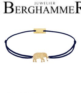 Filo Armband Textil Dunkelblau Elefant 925 Silber gelbgold vergoldet 21201903