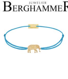 Filo Armband Textil Petrol Elefant 925 Silber gelbgold vergoldet 21201904