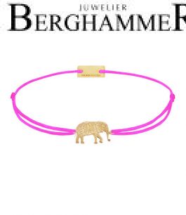 Filo Armband Textil Neon-Pink Elefant 925 Silber gelbgold vergoldet 21201910