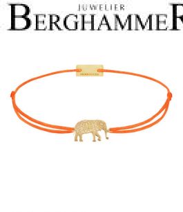 Filo Armband Textil Neon-Orange Elefant 925 Silber gelbgold vergoldet 21201911