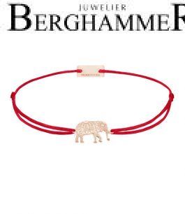 Filo Armband Textil Rot Elefant 925 Silber roségold vergoldet 21201912