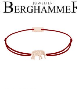 Filo Armband Textil Weinrot Elefant 925 Silber roségold vergoldet 21201916