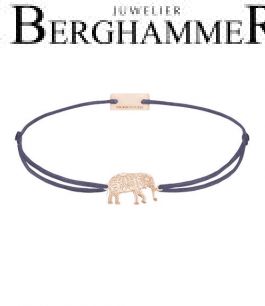 Filo Armband Textil Grau-Lila Elefant 925 Silber roségold vergoldet 21201920