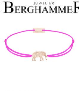 Filo Armband Textil Neon-Pink Elefant 925 Silber roségold vergoldet 21201934