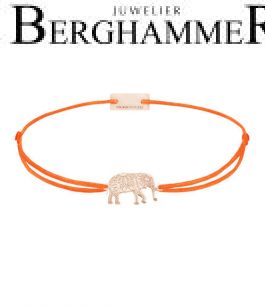 Filo Armband Textil Neon-Orange Elefant 925 Silber roségold vergoldet 21201935