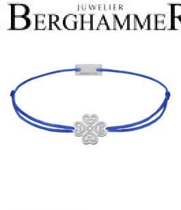 Filo Armband Textil Blitzblau Kleeblatt 4L 925 Silber rhodiniert 21201950