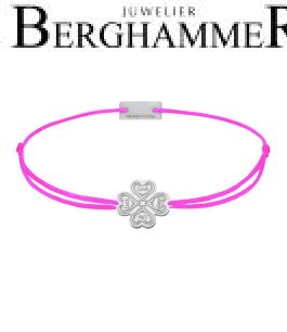 Filo Armband Textil Neon-Pink Kleeblatt 4L 925 Silber rhodiniert 21201958