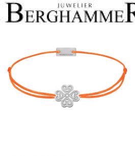 Filo Armband Textil Neon-Orange Kleeblatt 4L 925 Silber rhodiniert 21201959
