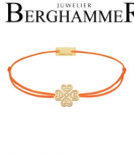 Filo Armband Textil Neon-Orange Kleeblatt 4L 925 Silber gelbgold vergoldet 21201983