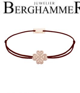 Filo Armband Textil Braun Kleeblatt 4L 925 Silber roségold vergoldet 21201991