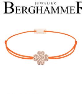 Filo Armband Textil Neon-Orange Kleeblatt 4L 925 Silber roségold vergoldet 21202007
