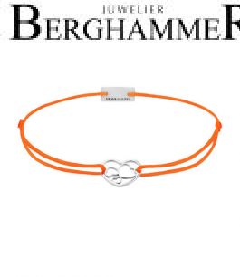Filo Armband Textil Neon-Orange Herzen 925 Silber rhodiniert 21202037