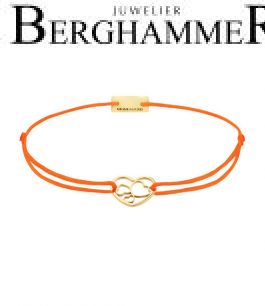 Filo Armband Textil Neon-Orange Herzen 925 Silber gelbgold vergoldet 21202061