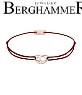 Filo Armband Textil Braun Herzen 925 Silber roségold vergoldet 21202069