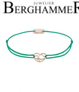 Filo Armband Textil Grasgrün Herzen 925 Silber roségold vergoldet 21202079