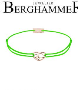 Filo Armband Textil Neon-Grün Herzen 925 Silber roségold vergoldet 21202080
