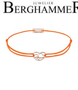 Filo Armband Textil Neon-Orange Herzen 925 Silber roségold vergoldet 21202085