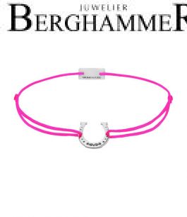 Filo Armband Textil Neon-Pink Hufeisen 925 Silber rhodiniert 21202108