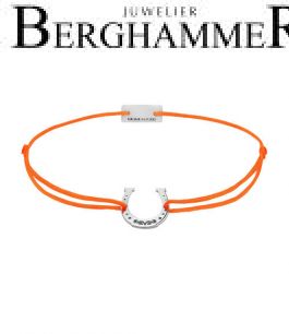 Filo Armband Textil Neon-Orange Hufeisen 925 Silber rhodiniert 21202109